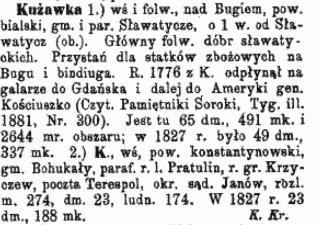 Kuzawka - Sławatycze - opis - dawna wieś nad Bugiem